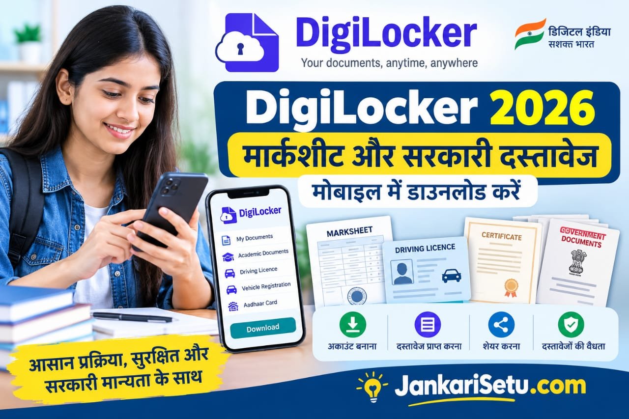 DigiLocker 2026: मार्कशीट और सरकारी दस्तावेज मोबाइल में कैसे डाउनलोड करें? जानें पूरी प्रक्रिया